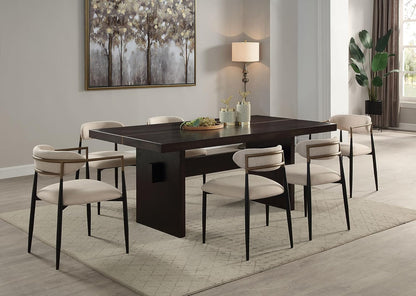 Upholstered Side Chair in Beige & Black