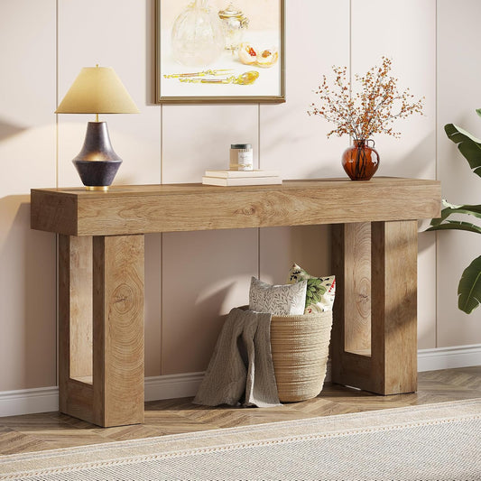 63-Inch Long Console Table Wooden Rectangular Sofa - Canva Home