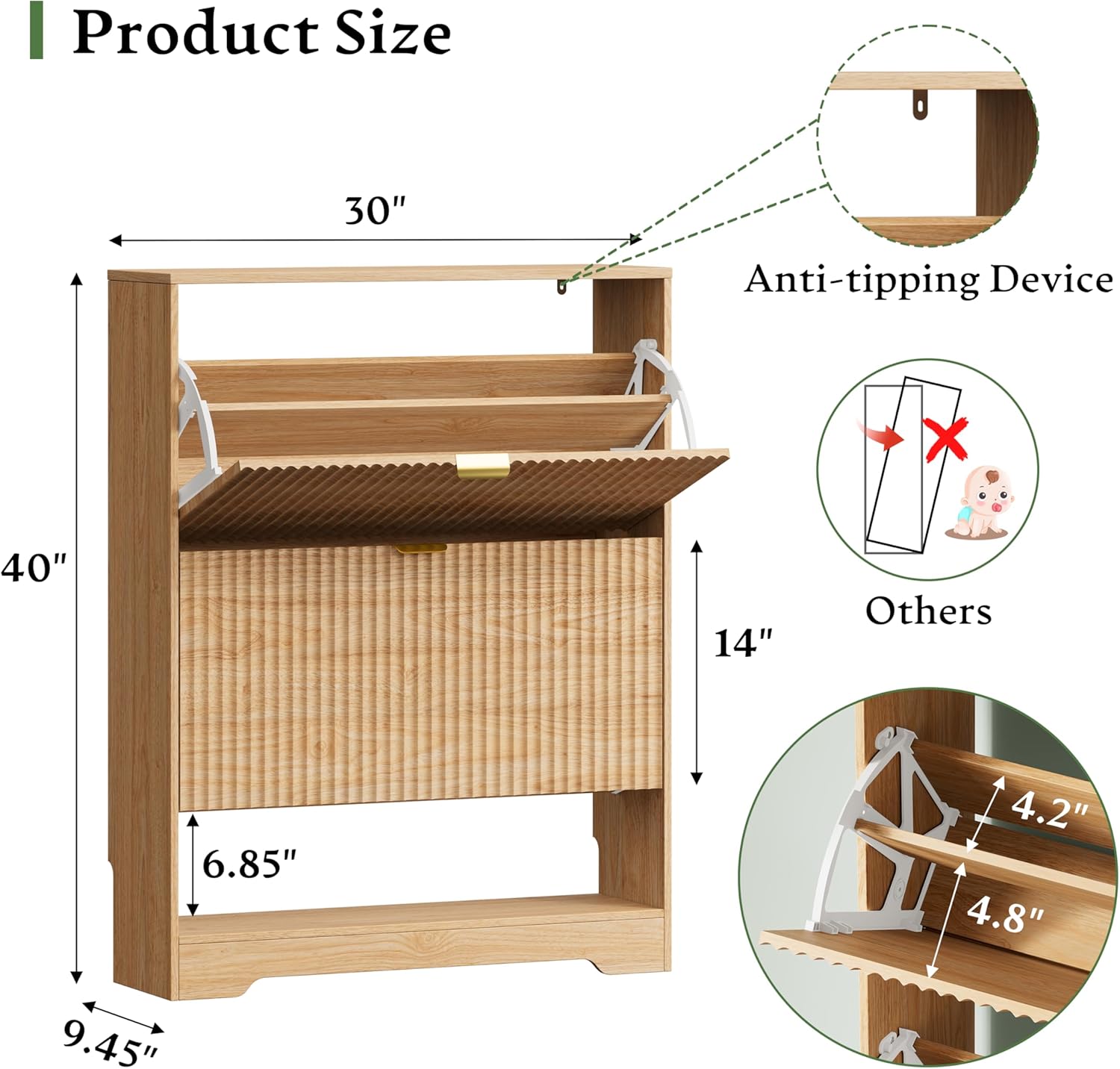 Xixini Shoe Storage Cabinet for Entryway with 2 Flip Drawers - Canva Home