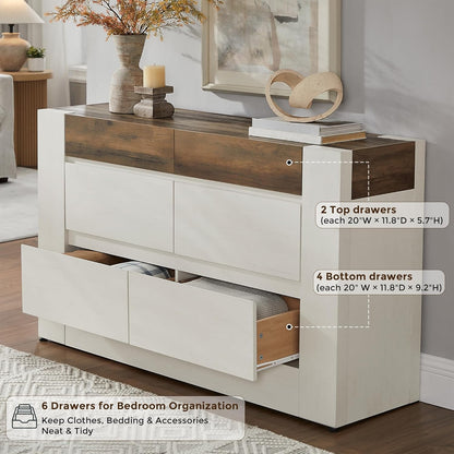 54” Wide Chest Modern 6 Drawers Dresser with Handleless - Canva Home