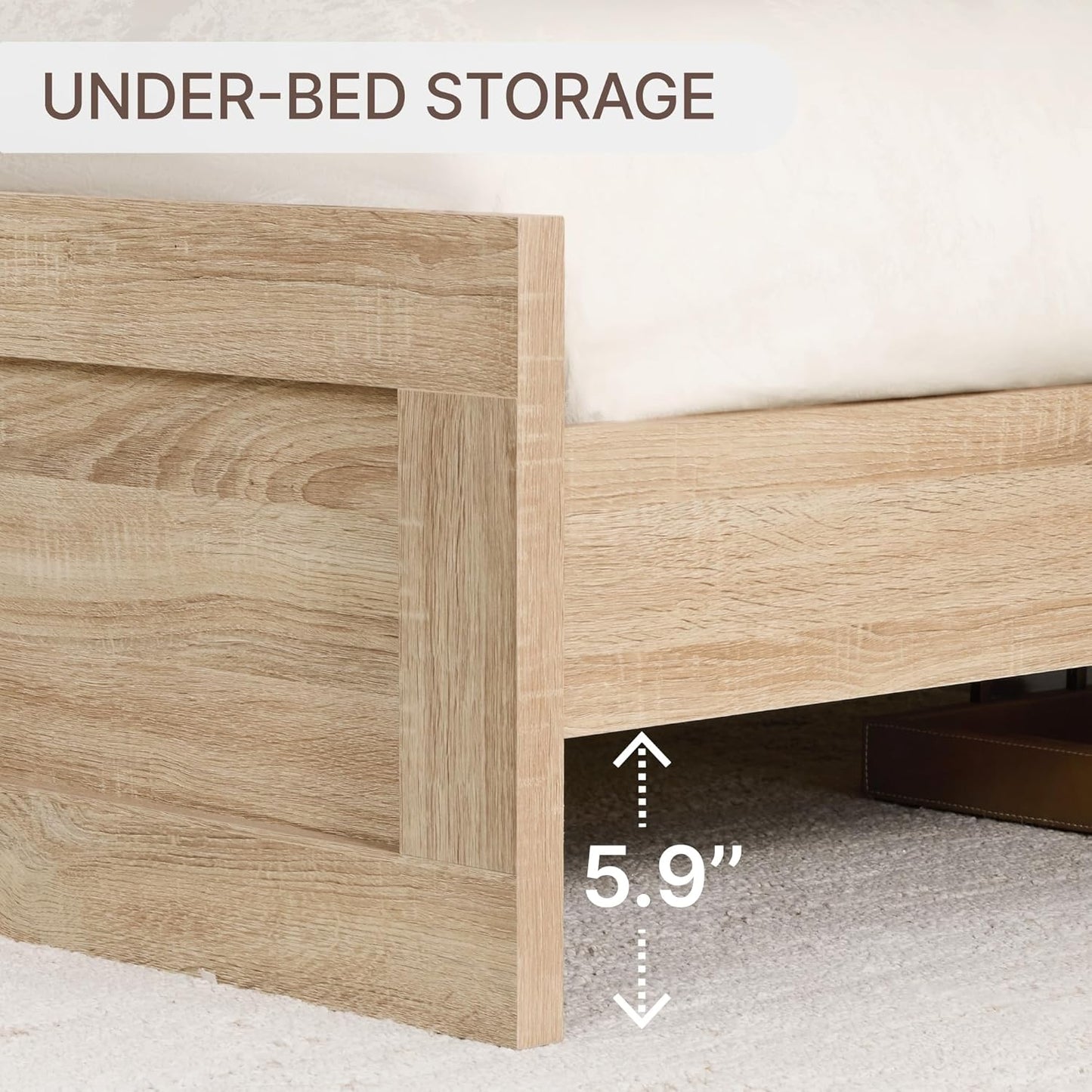 3 Pieces Bedroom Set, Queen Size Wood Platform Bed Frame and 2 Nightstands - Canva Home