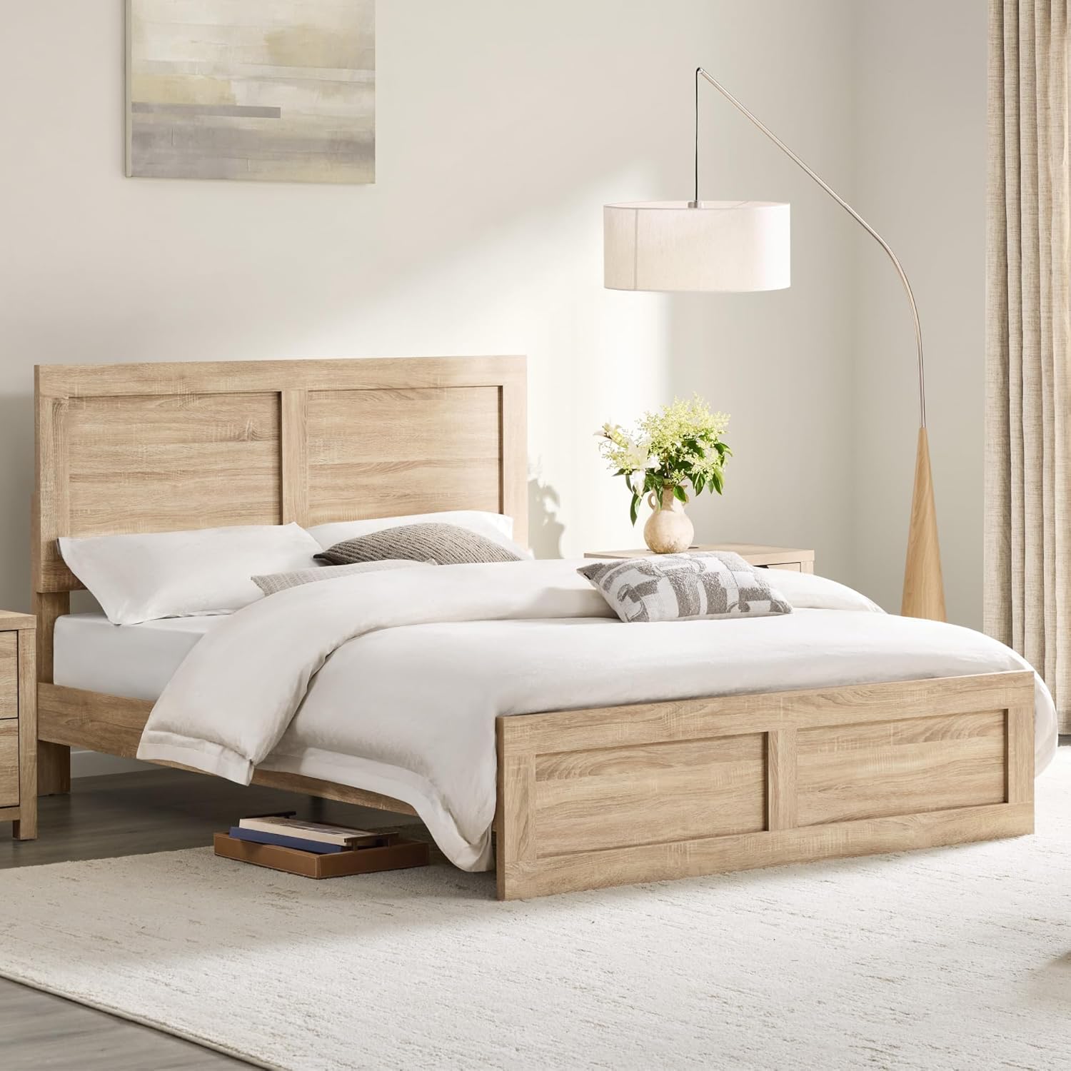 3 Pieces Bedroom Set, Queen Size Wood Platform Bed Frame and 2 Nightstands - Canva Home