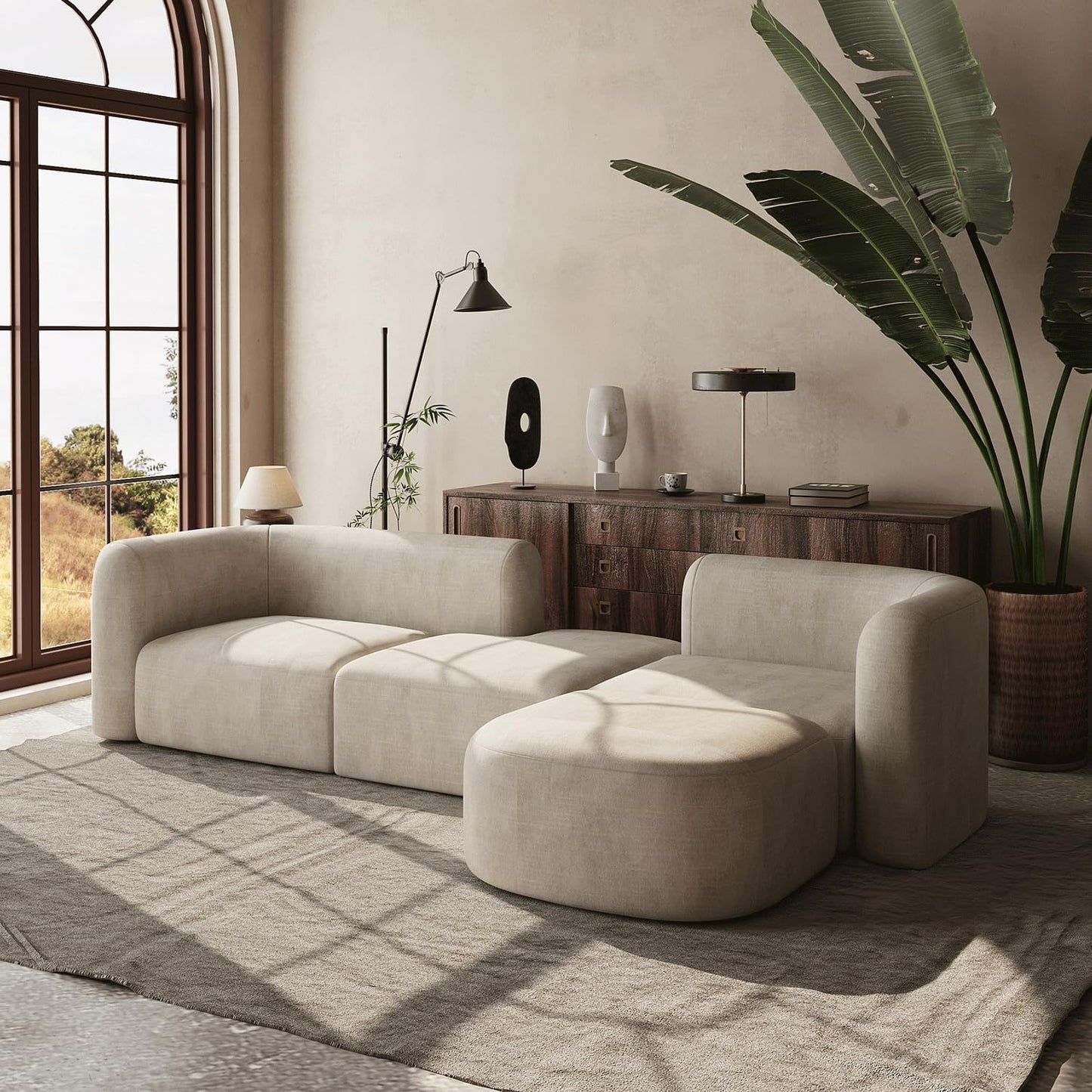 Acann Luxury Modern Tight Curved Back Velvet Sofa