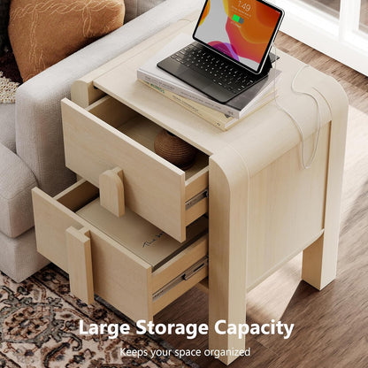 23.7" Tall Beige Nightstands Set of 2