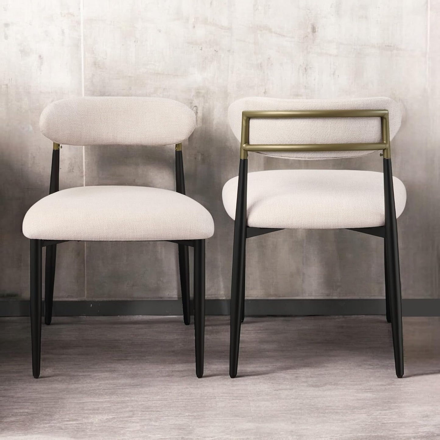 Upholstered Side Chair in Beige & Black
