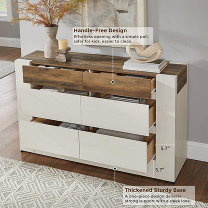 54” Wide Chest Modern 6 Drawers Dresser with Handleless - Canva Home