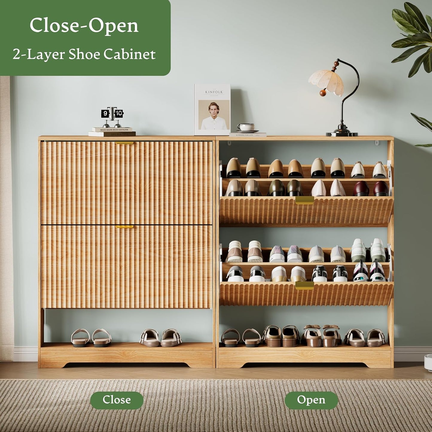 Xixini Shoe Storage Cabinet for Entryway with 2 Flip Drawers - Canva Home