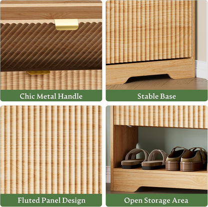 Xixini Shoe Storage Cabinet for Entryway with 2 Flip Drawers - Canva Home