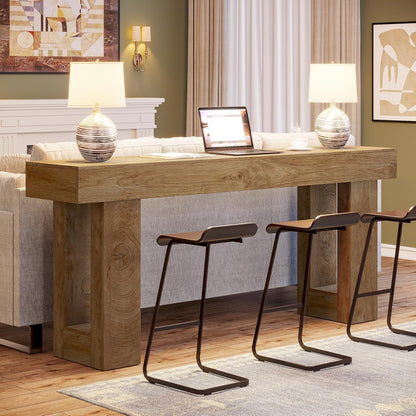 63-Inch Long Console Table Wooden Rectangular Sofa - Canva Home