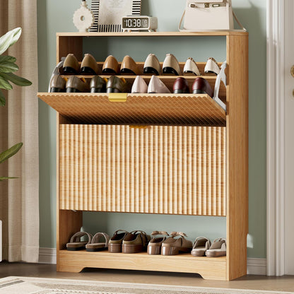 Xixini Shoe Storage Cabinet for Entryway with 2 Flip Drawers - Canva Home