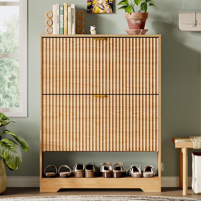 Xixini Shoe Storage Cabinet for Entryway with 2 Flip Drawers - Canva Home