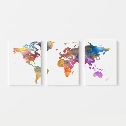 Watercolor World Map Canvas