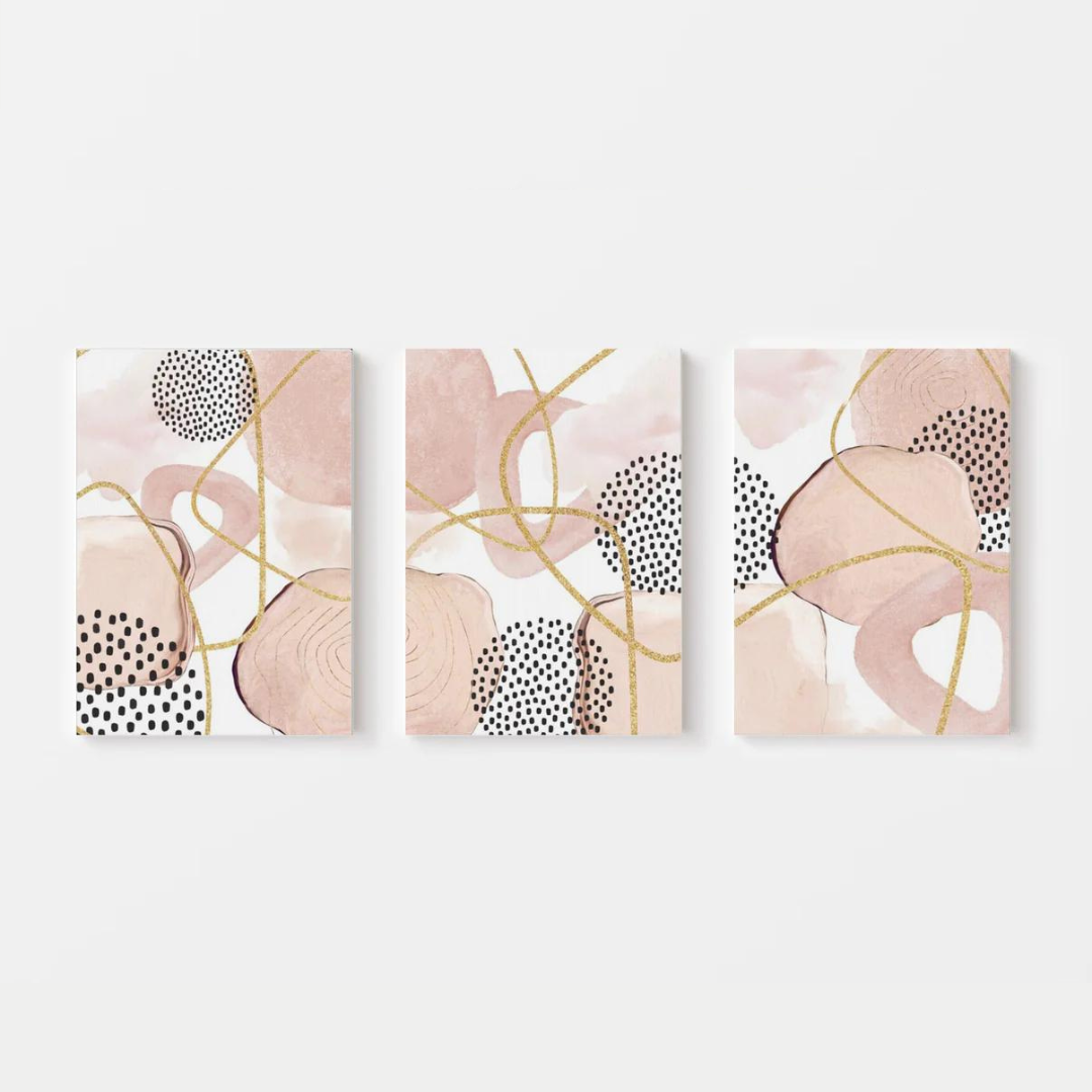 Abstract Pink Gold Watercolour Canvas