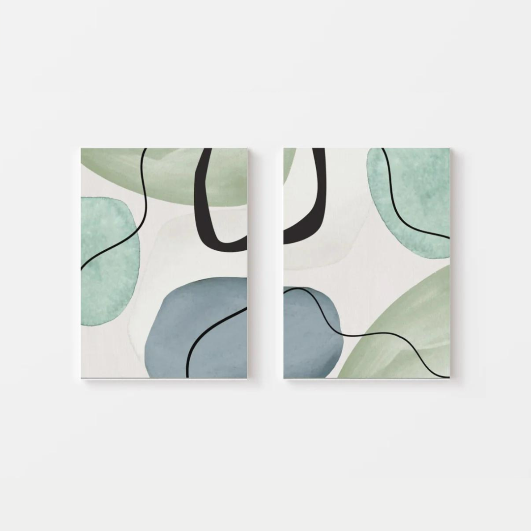 Abstract Green Geometric Shapes Canvas