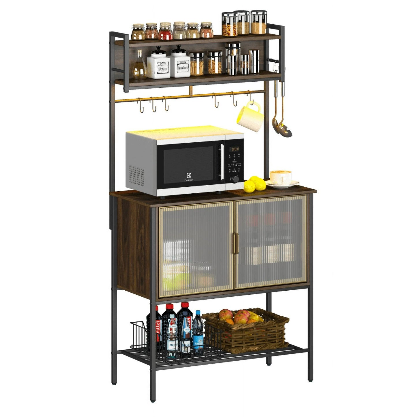 Macie Bakers Rack With Cabinet