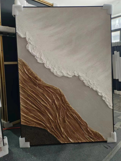 Textured Brown Wave Oil Painting