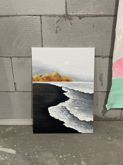 Dark Beach Oil Painting