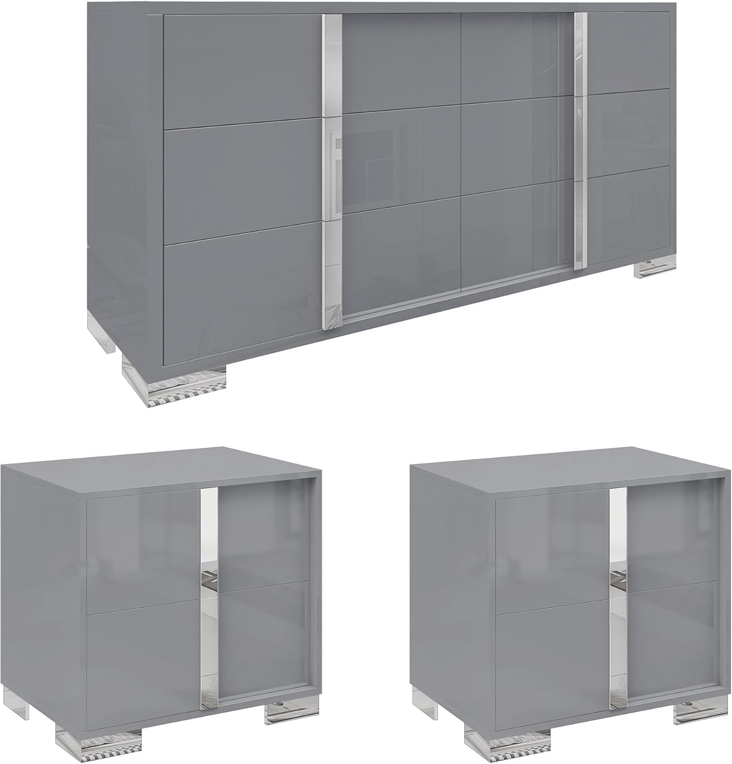 3 Piece Bedroom Set, Two 23.6" Nightstands & 6-Drawer Dresser - Canva Home