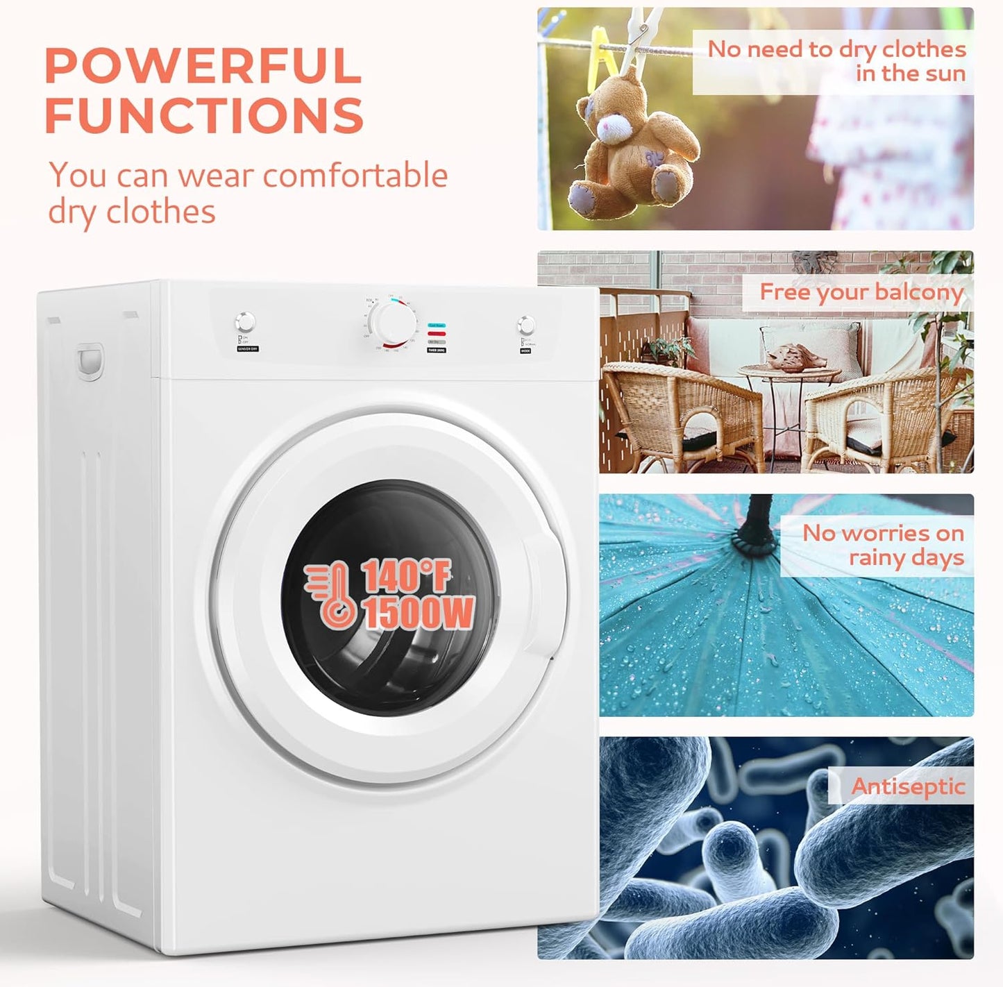 26lbs Portable Tumble Dryer Machine