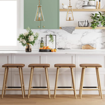 Wood Barstool with Leather Removable Cushion