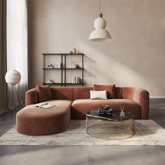 Acann Luxury Modern Tight Curved Back Velvet Sofa