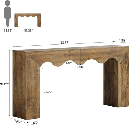 63" Farmhouse Console Table, Wooden Couch Table - Canva Home