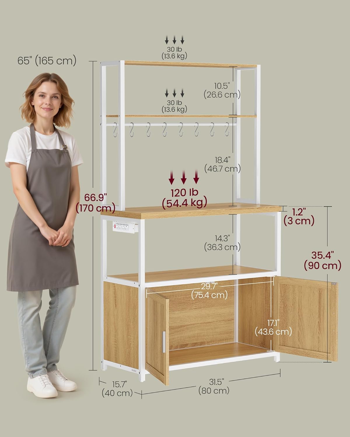 Kitchen Bakers Rack with Power Outlet