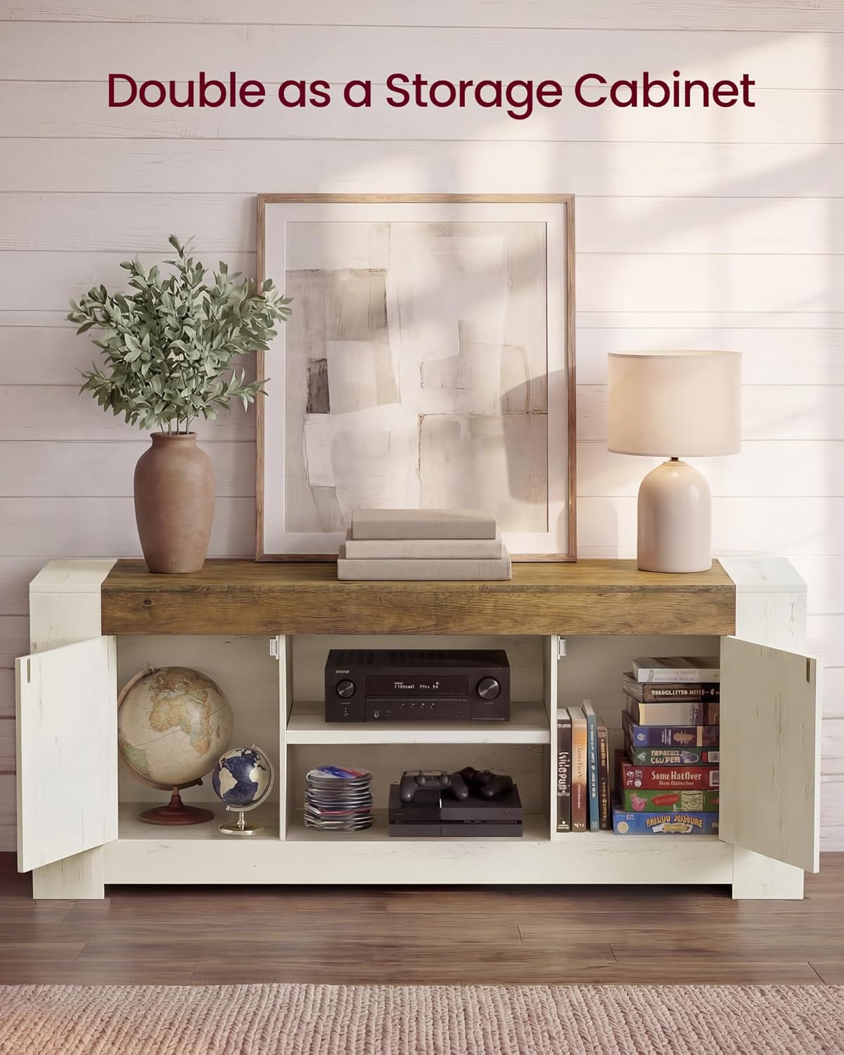 White Farmhouse TV Stand