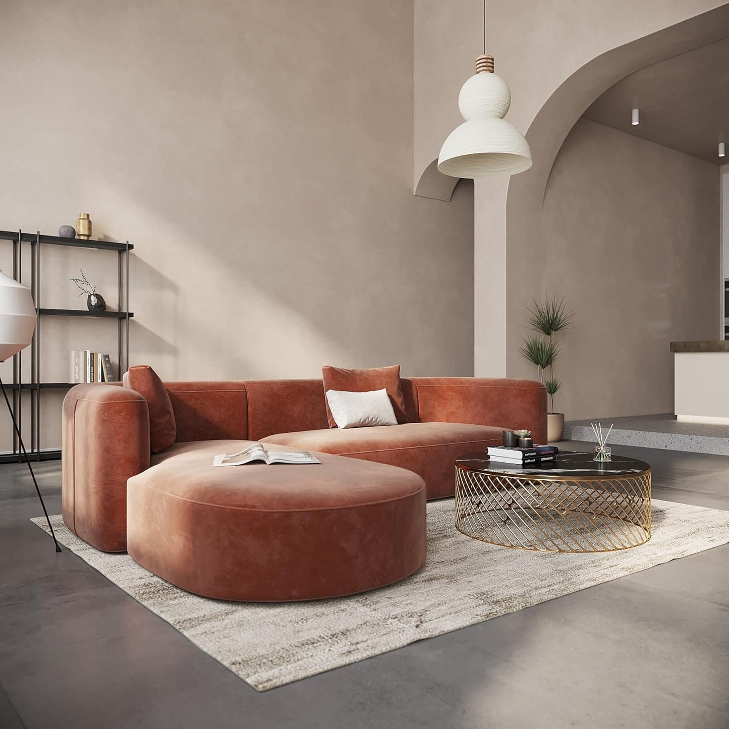 Acann Luxury Modern Tight Curved Back Velvet Sofa