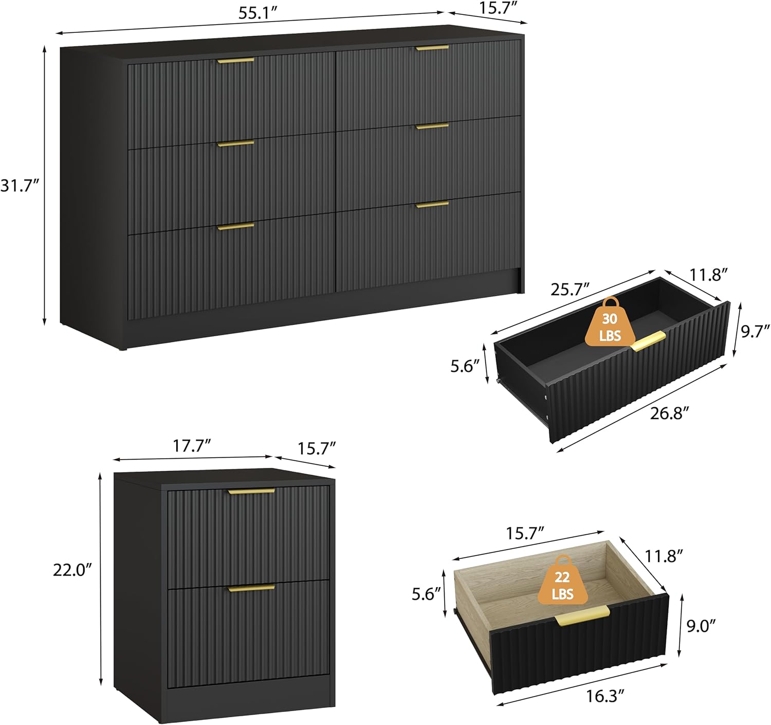 3-Piece Modern Bedroom Furniture Set - Canva Home