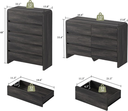 Modern 4-Piece Bedroom Furniture Set with 5-Drawer Dresser - Canva Home