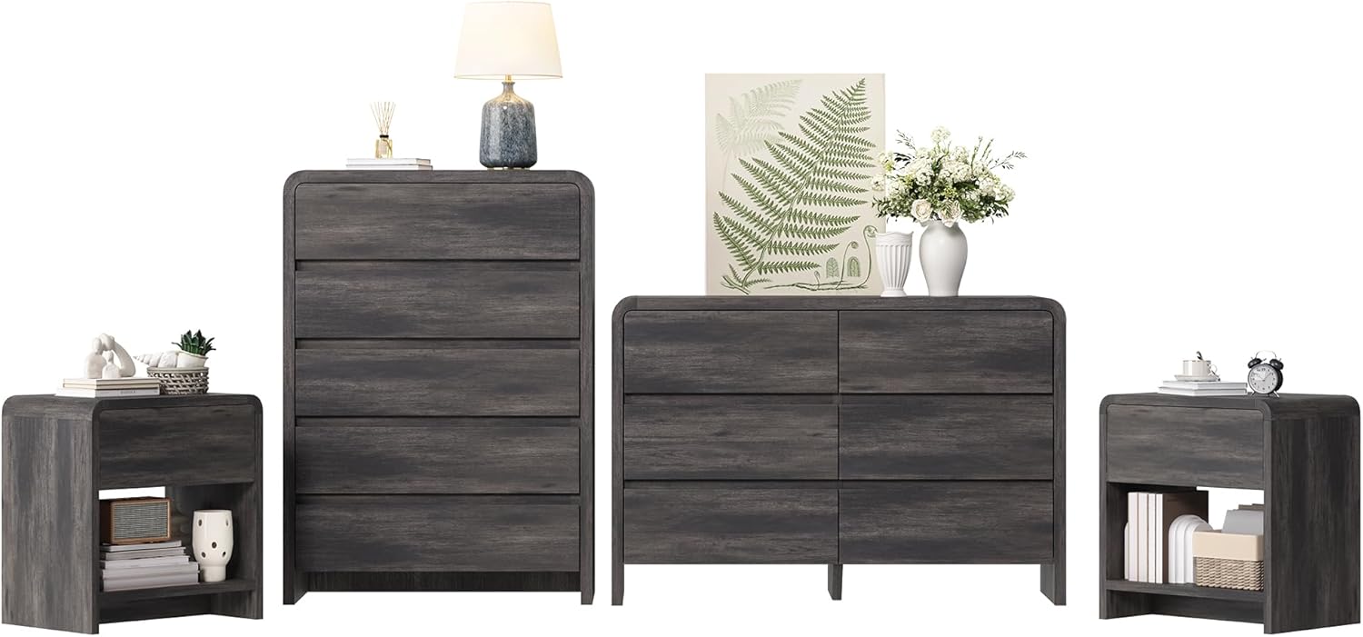 Modern 4-Piece Bedroom Furniture Set with 5-Drawer Dresser - Canva Home