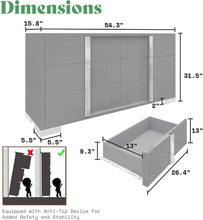 3 Piece Bedroom Set, Two 23.6" Nightstands & 6-Drawer Dresser - Canva Home
