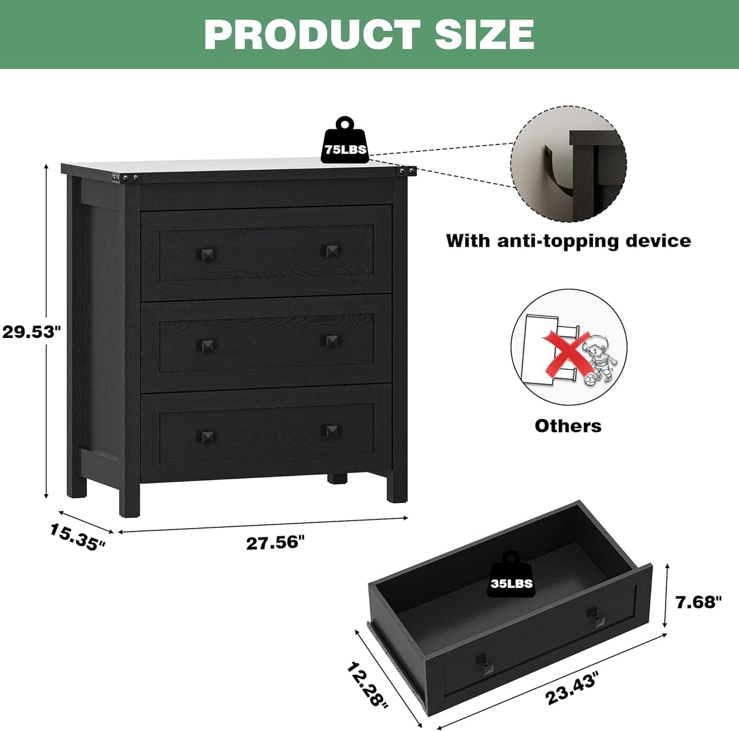 27.55" Wide Small Chests of Drawers - Canva Home