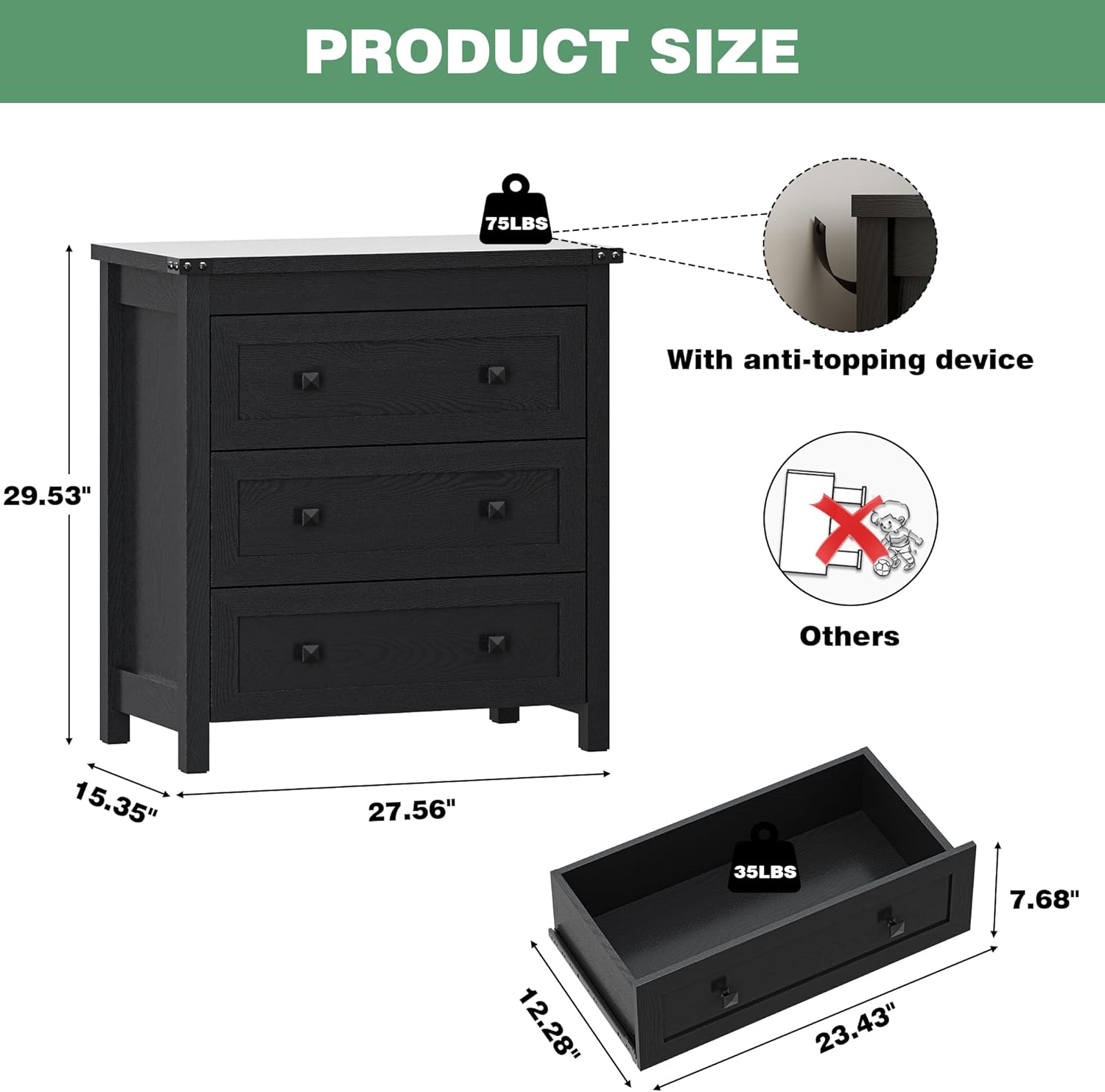 27.55" Wide Small Chests of Drawers - Canva Home