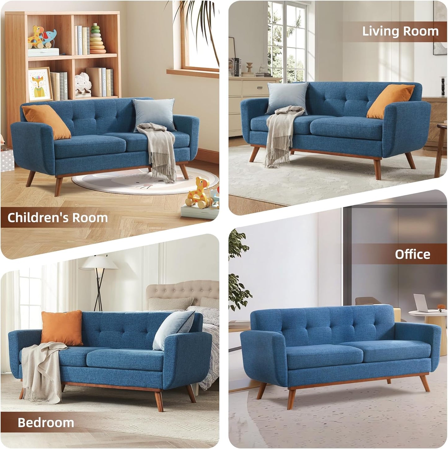 65.2" Blue Loveseat Sofa