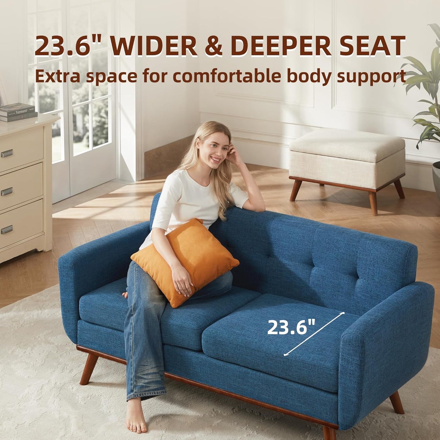 65.2" Blue Loveseat Sofa