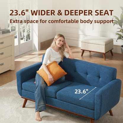 65.2" Blue Loveseat Sofa