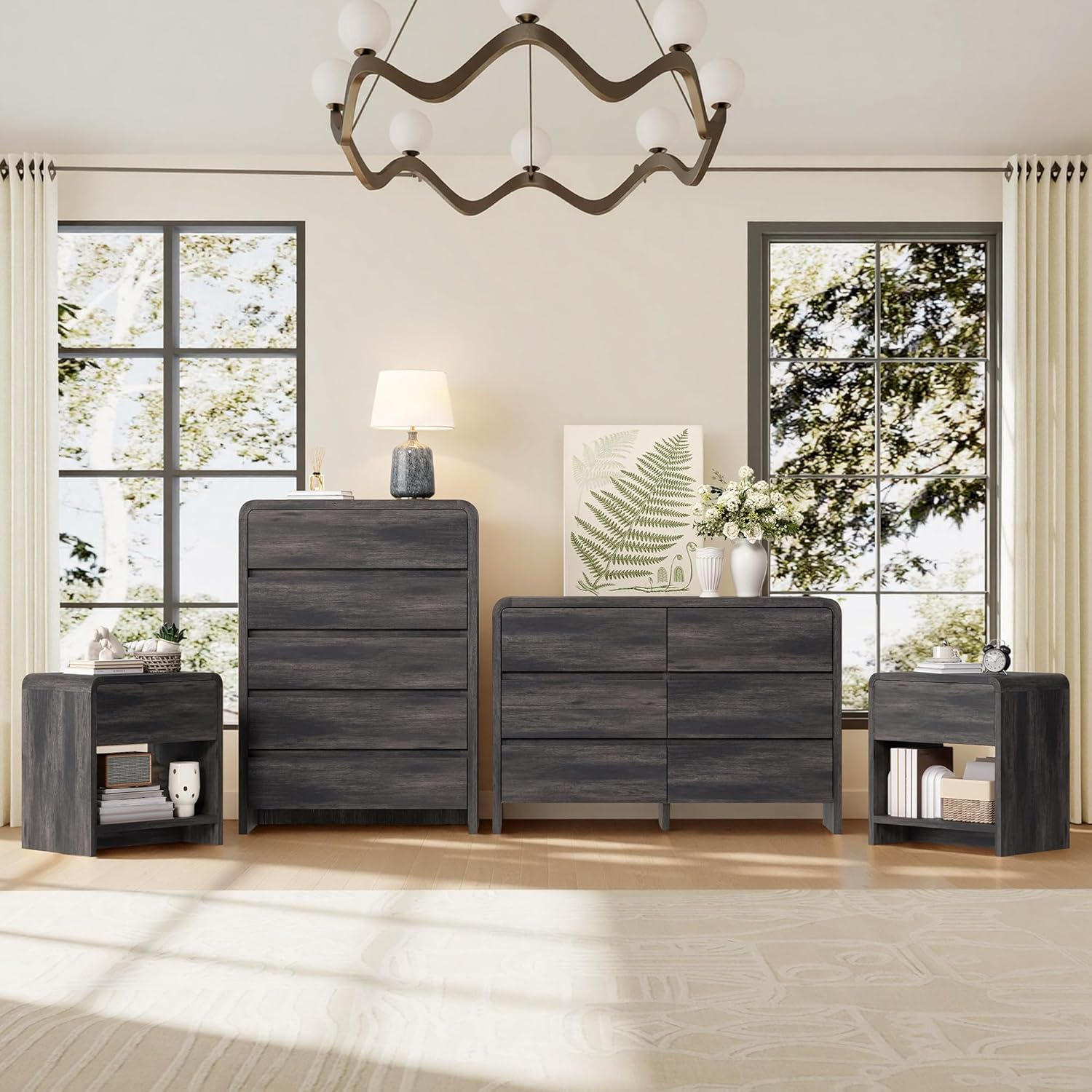 Modern 4-Piece Bedroom Furniture Set with 5-Drawer Dresser - Canva Home
