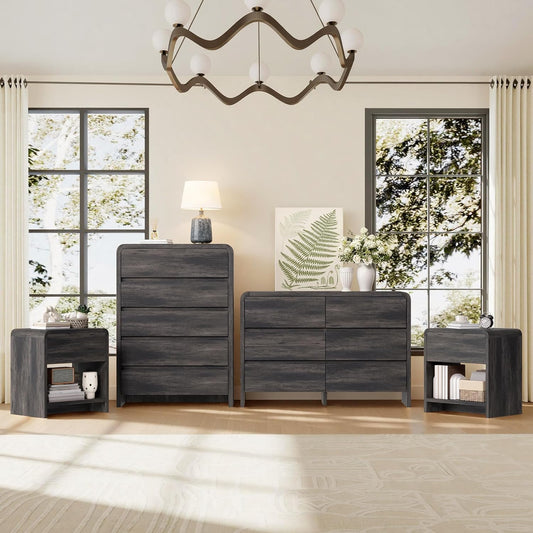 Modern 4-Piece Bedroom Furniture Set with 5-Drawer Dresser - Canva Home