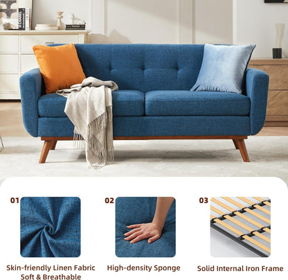 65.2" Blue Loveseat Sofa