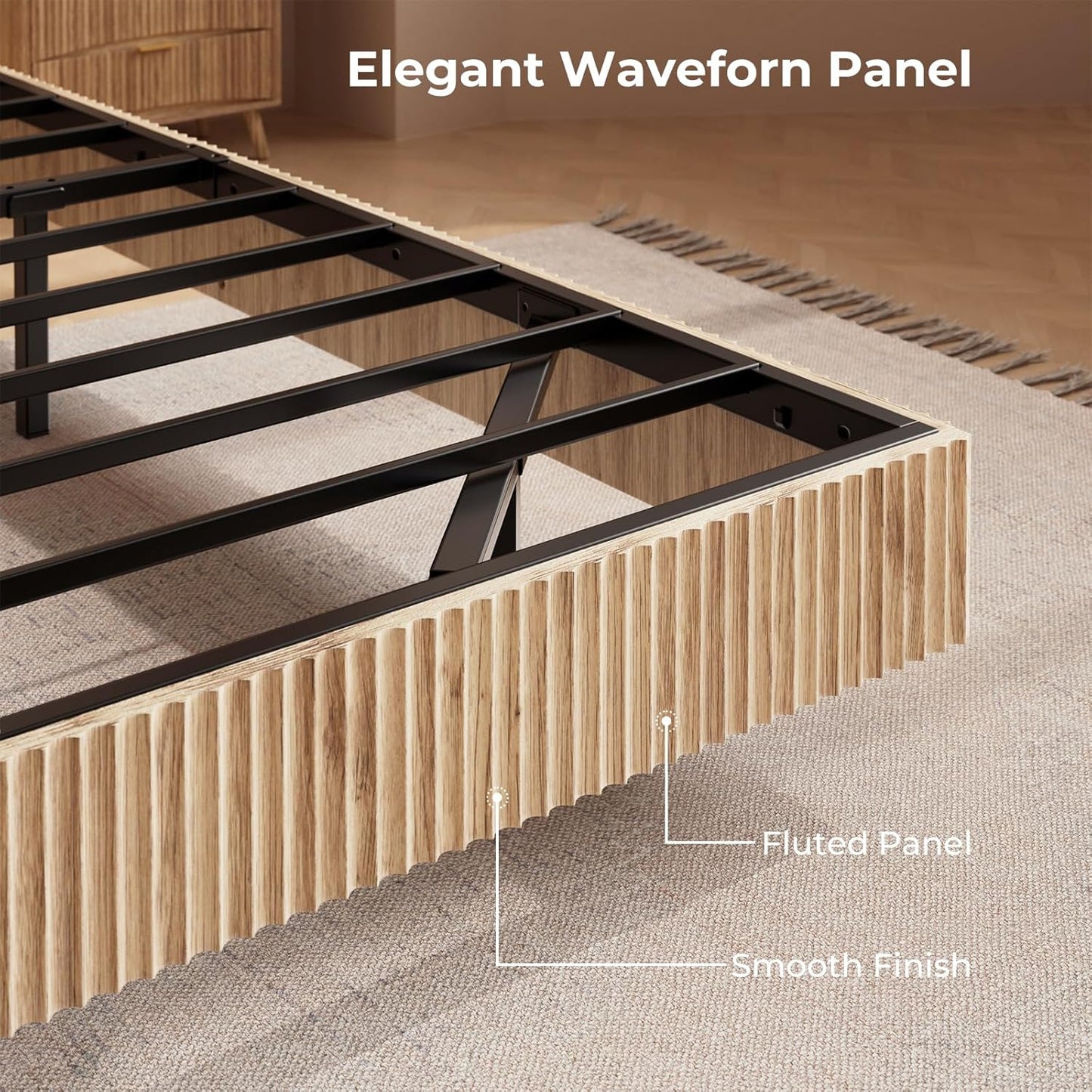 Floating Bed Frame Led Lights with 2 Nightstands - Canva Home