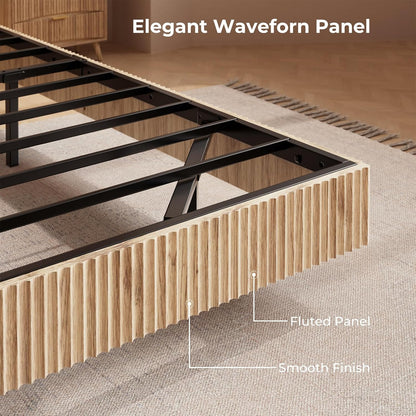 Floating Bed Frame Led Lights with 2 Nightstands - Canva Home