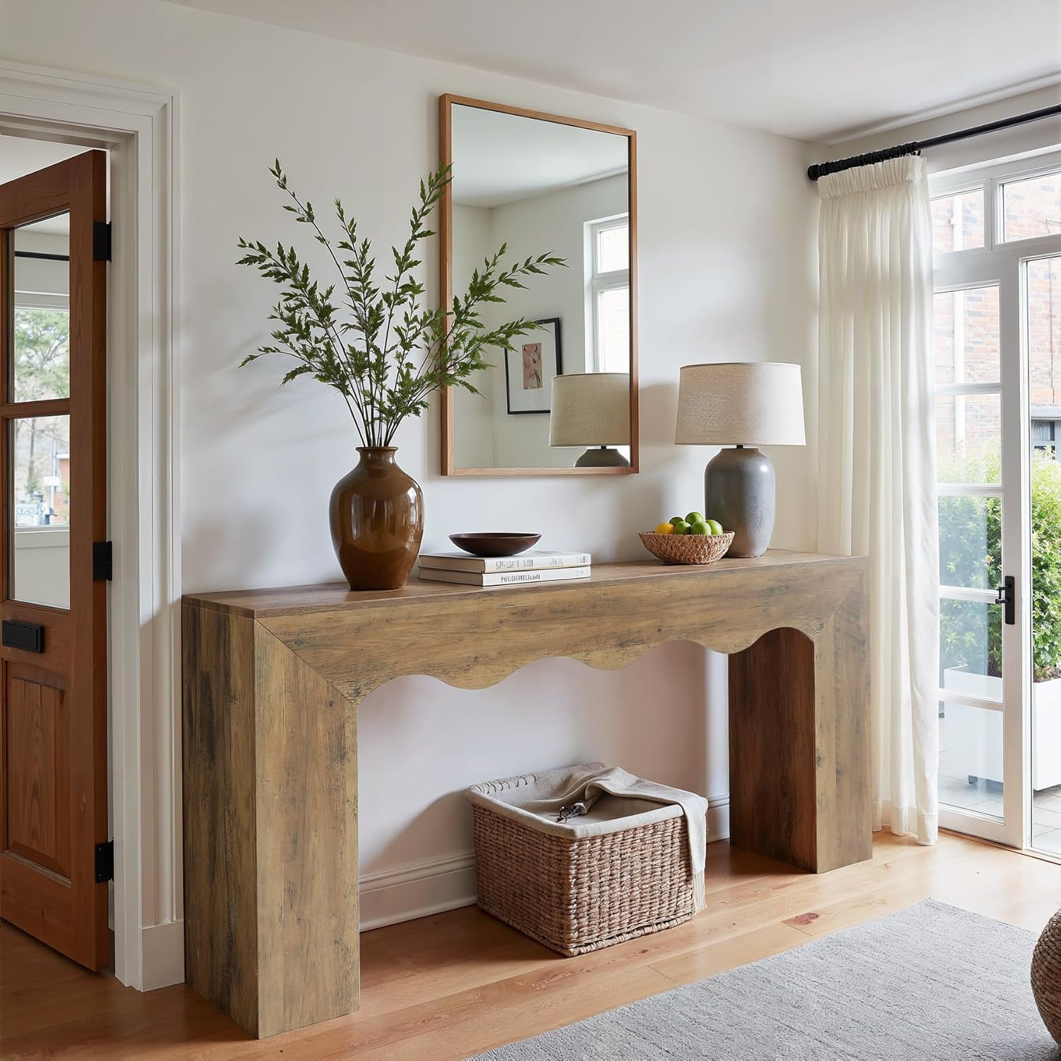 63" Farmhouse Console Table, Wooden Couch Table - Canva Home