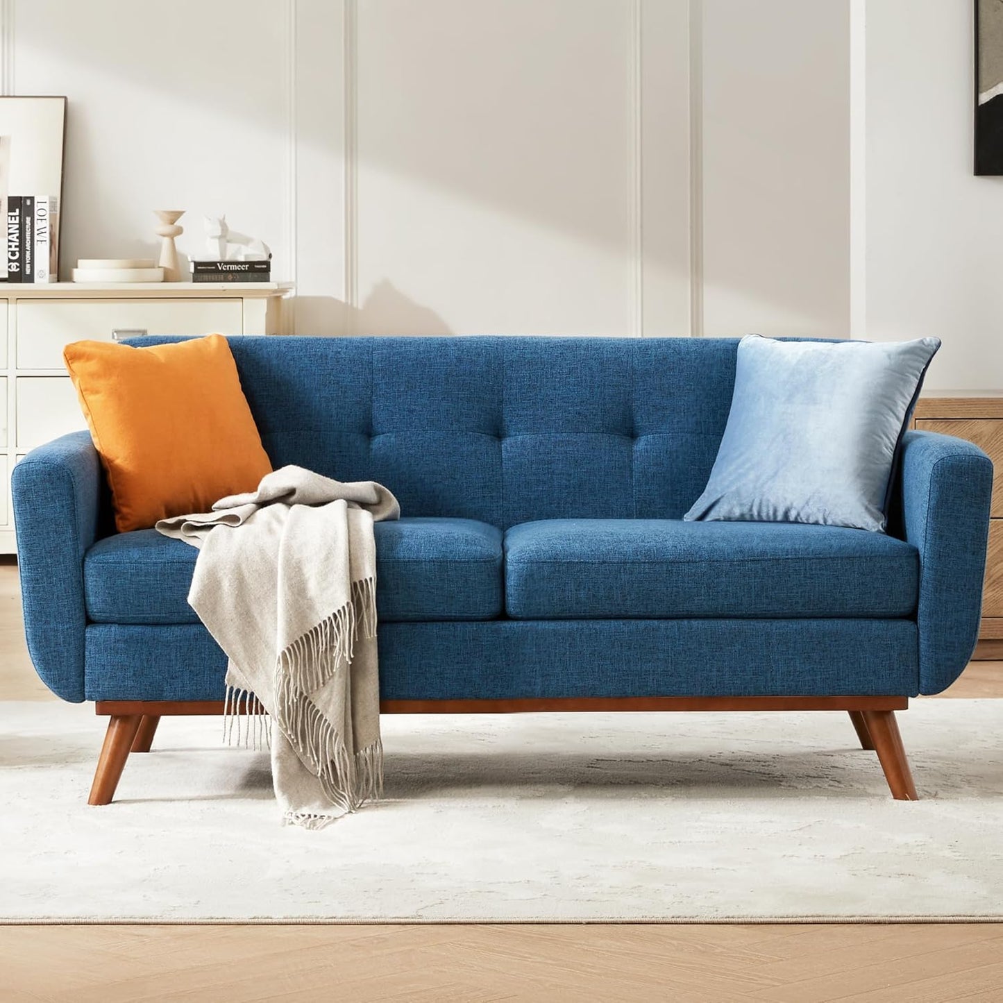 65.2" Blue Loveseat Sofa