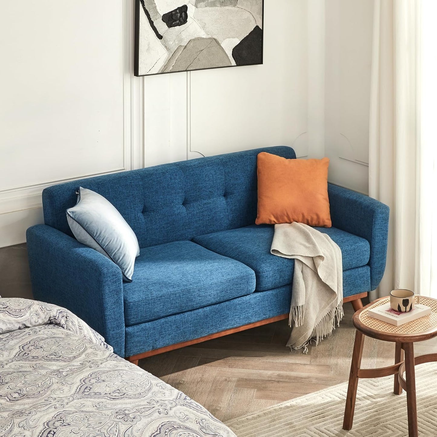 65.2" Blue Loveseat Sofa