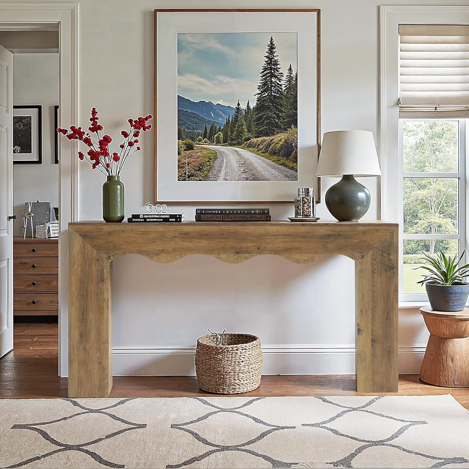 63" Farmhouse Console Table, Wooden Couch Table - Canva Home