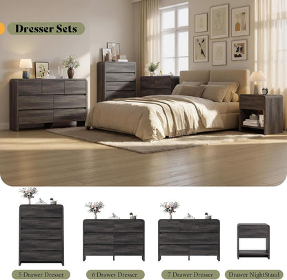Modern 4-Piece Bedroom Furniture Set with 5-Drawer Dresser - Canva Home