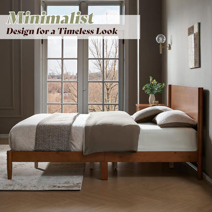 Solid Wood King Platform Bed with Headboard & 2 Nightstands