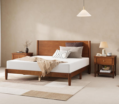 Solid Wood King Platform Bed with Headboard & 2 Nightstands
